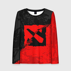 Женский лонгслив DOTA 2 RED BLACK LOGO, БРЫЗГИ КРАСОК