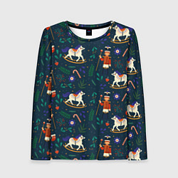 Женский лонгслив Рождественский узор Щелкунчик