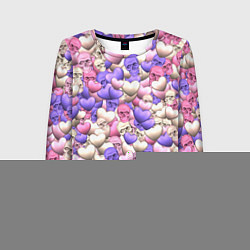 Лонгслив женский Сердечки-черепушки, цвет: 3D-принт