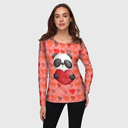 Лонгслив женский Панда с сердечком день влюбленных, цвет: 3D-принт — фото 2
