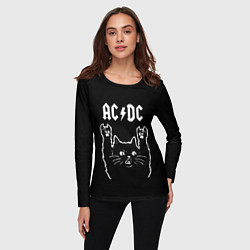 Лонгслив женский AC DC, Рок кот, цвет: 3D-принт — фото 2