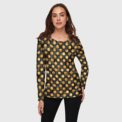 Лонгслив женский Золотой горошек на черном фоне, цвет: 3D-принт — фото 2