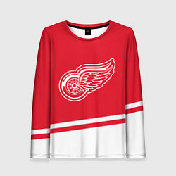 Лонгслив женский Detroit Red Wings, Детройт Ред Уингз Диагональные, цвет: 3D-принт