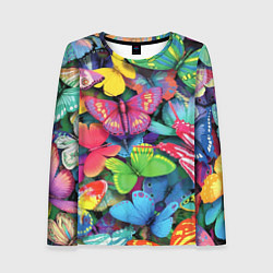 Женский лонгслив Стая бабочек Pattern