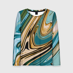 Лонгслив женский Маскировочный мраморный принт, цвет: 3D-принт