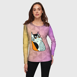 Лонгслив женский Милый Абстрактный котик, цвет: 3D-принт — фото 2