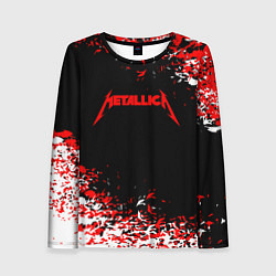 Лонгслив женский Metallica текстура белая красная, цвет: 3D-принт