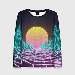 Лонгслив женский Vaporwave Закат солнца в горах Neon, цвет: 3D-принт