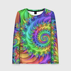 Лонгслив женский Красочная фрактальная спираль Узор Colorful fracta, цвет: 3D-принт