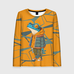 Лонгслив женский Лягушка в модной куртке, цвет: 3D-принт