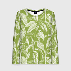 Лонгслив женский Зелёные Тропики Лета, цвет: 3D-принт