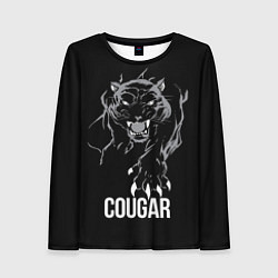 Лонгслив женский Cougar on the hunt - Пума на охоте, цвет: 3D-принт