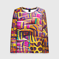Лонгслив женский Африканские яркие мотивы, цвет: 3D-принт