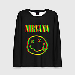 Лонгслив женский Nirvana глитч, цвет: 3D-принт