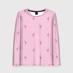 Женский лонгслив Фламинго на розовом фоне