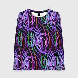 Лонгслив женский Неоновые круги и линии - Фиолетовый, цвет: 3D-принт