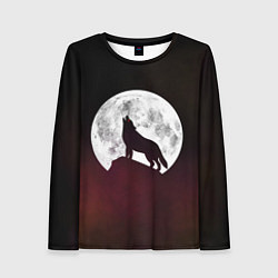 Лонгслив женский Волк и луна Wolf and moon, цвет: 3D-принт