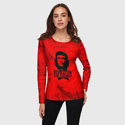 Лонгслив женский Че Гевара - на красном фоне, цвет: 3D-принт — фото 2