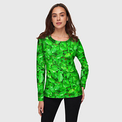 Лонгслив женский Зелёные листья - текстура, цвет: 3D-принт — фото 2