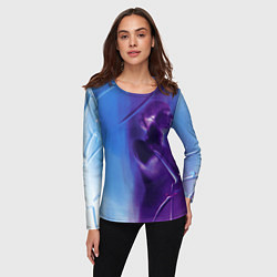 Лонгслив женский Абстрактные краски и тень - Синий, цвет: 3D-принт — фото 2