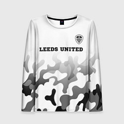 Лонгслив женский Leeds United sport на светлом фоне: символ сверху, цвет: 3D-принт