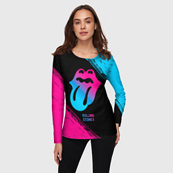 Лонгслив женский Rolling Stones - neon gradient, цвет: 3D-принт — фото 2