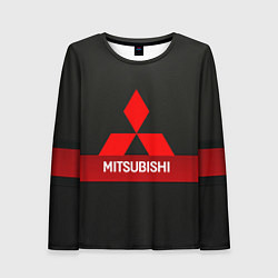 Женский лонгслив Mitsubishi - логотип - красная полоса