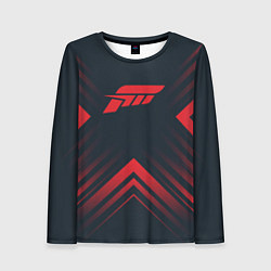 Лонгслив женский Красный символ Forza Horizon на темном фоне со стр, цвет: 3D-принт