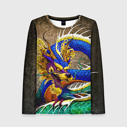 Лонгслив женский Разноцветный Японский Дракон, цвет: 3D-принт