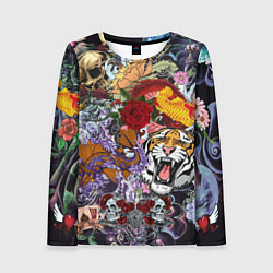 Лонгслив женский Рисунок в стиле tatoo, цвет: 3D-принт