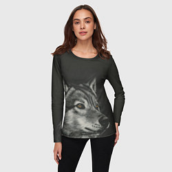 Лонгслив женский Спокойный серый волк, цвет: 3D-принт — фото 2