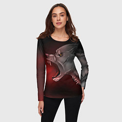 Лонгслив женский Арт злой волк, цвет: 3D-принт — фото 2