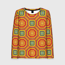 Лонгслив женский Оранжевый калейдоскоп, цвет: 3D-принт