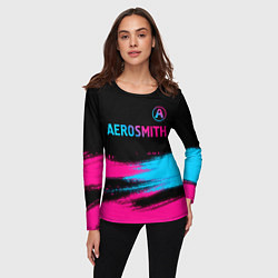 Лонгслив женский Aerosmith - neon gradient: символ сверху, цвет: 3D-принт — фото 2