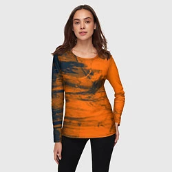 Лонгслив женский Абстрактная оранжевая поверхность и чёрные тени, цвет: 3D-принт — фото 2