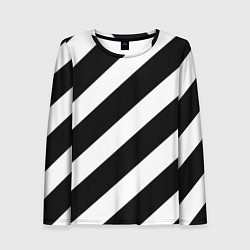 Лонгслив женский Черно белые полоски, цвет: 3D-принт