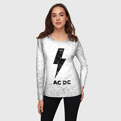 Лонгслив женский AC DC с потертостями на светлом фоне, цвет: 3D-принт — фото 2