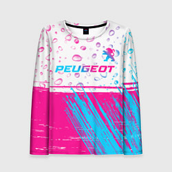 Женский лонгслив Peugeot neon gradient style: символ сверху