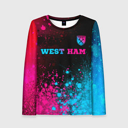 Лонгслив женский West Ham - neon gradient: символ сверху, цвет: 3D-принт