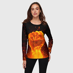 Лонгслив женский Кулак в огне, цвет: 3D-принт — фото 2
