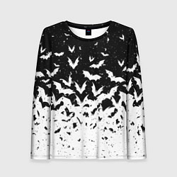 Женский лонгслив Black and white bat pattern