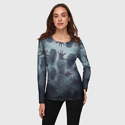 Лонгслив женский Scary faces trying to get out, цвет: 3D-принт — фото 2