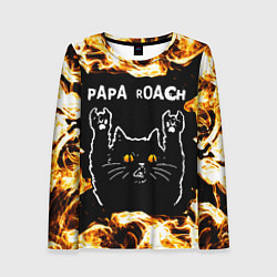 Лонгслив женский Papa Roach рок кот и огонь, цвет: 3D-принт