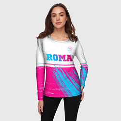 Лонгслив женский Roma neon gradient style: символ сверху, цвет: 3D-принт — фото 2