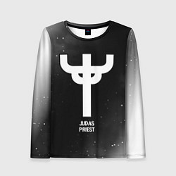 Женский лонгслив Judas Priest glitch на темном фоне