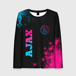 Лонгслив женский Ajax - neon gradient: надпись, символ, цвет: 3D-принт