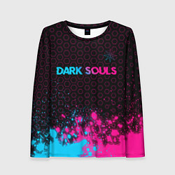 Лонгслив женский Dark Souls - neon gradient: символ сверху, цвет: 3D-принт