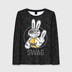 Лонгслив женский SWAG, bad rabbit, merry Christmas, цвет: 3D-принт