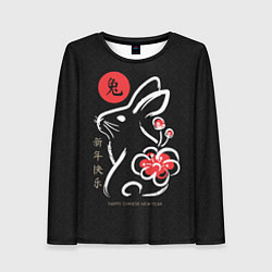 Лонгслив женский Rabbit with flower, chinese new year, цвет: 3D-принт