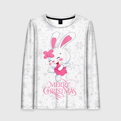 Лонгслив женский Merry Christmas, cute bunny, цвет: 3D-принт